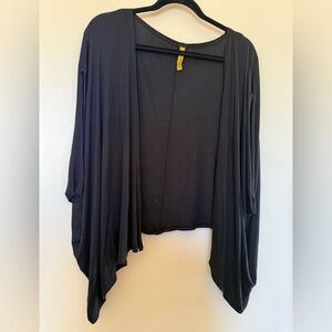 NWOT Rachel Pally Black Ribbed Drape Open Front Shrug in OS